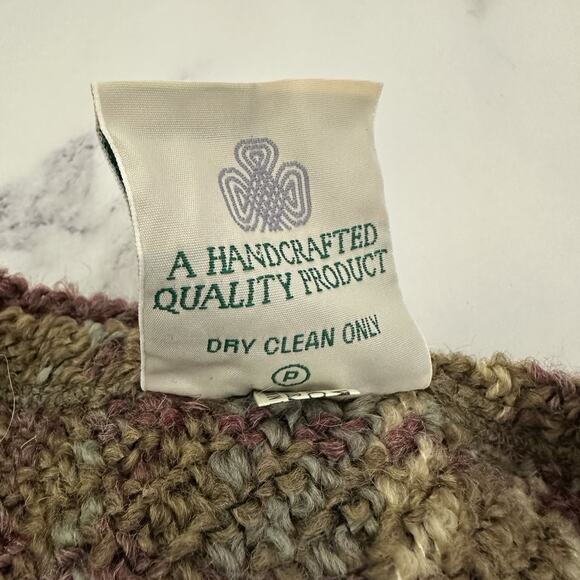 Boyne Valley Weavers Poncho Sweater Shawl One Size Green Purple Plaid Layered - Picture 7 of 14